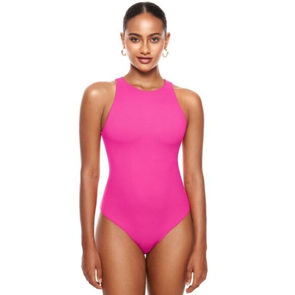 INLYRIC Halter Racerback‎ Sleeveless Bodysuit pink size L